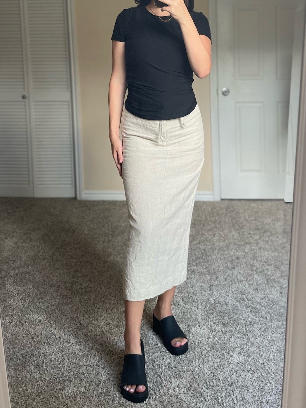 Vintage GAP Linen Midi Pencil Skirt - Slim Silhouette